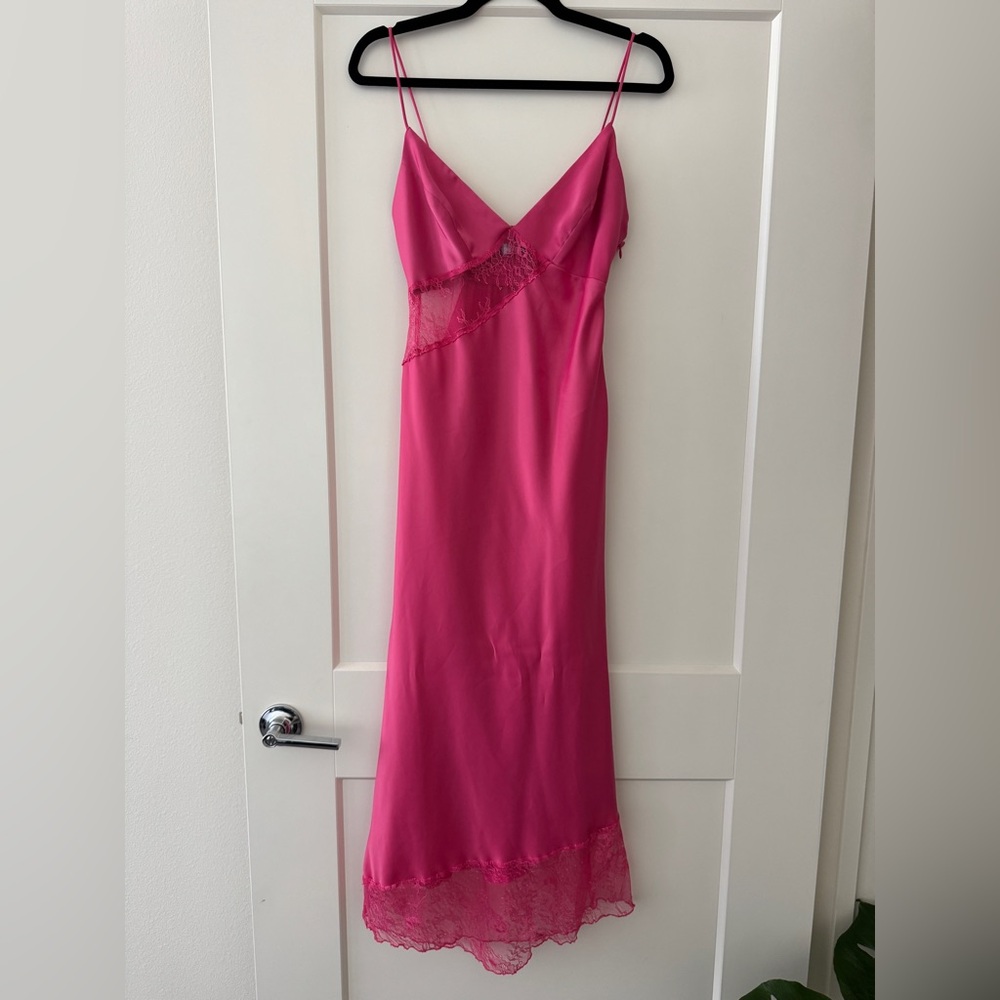 Pink Lace Midi Dress
